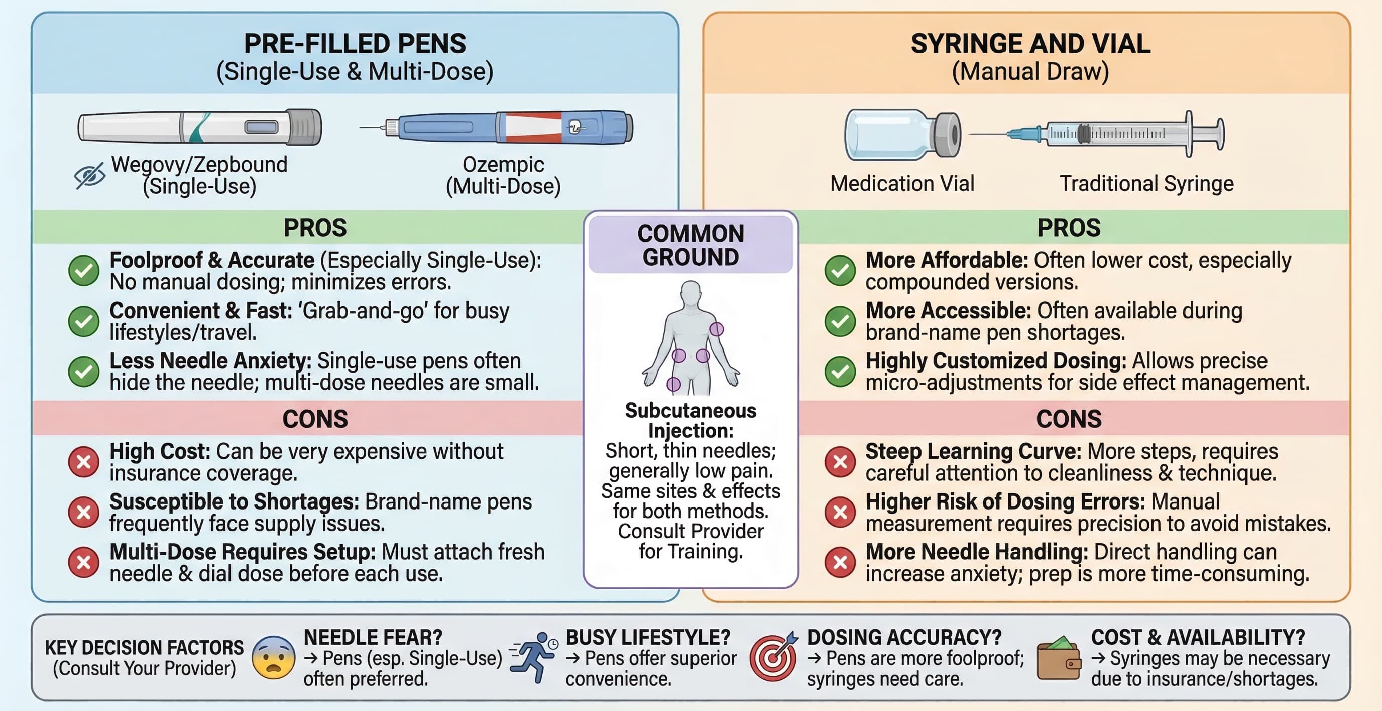 Pros and cons of pens vs. syringes for semaglutide